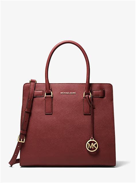 michael kors large dillon satchel tan|Dillon Large Saffiano Leather Satchel .